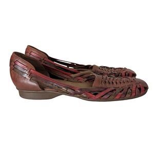 Naturalizer Brown and Red Woven Leather Sandals